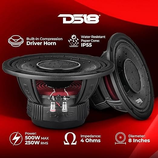 Alto-falante híbrido DS18 PRO-HY8.4B de 8 polegadas 250W RMS.