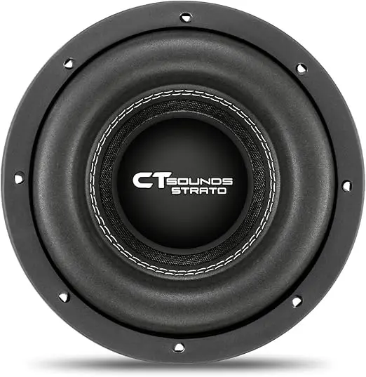 Subwoofer CT Sounds Strato Competition de 8 polegadas para som automotivo, modelo D4 Ohm na cor preta.