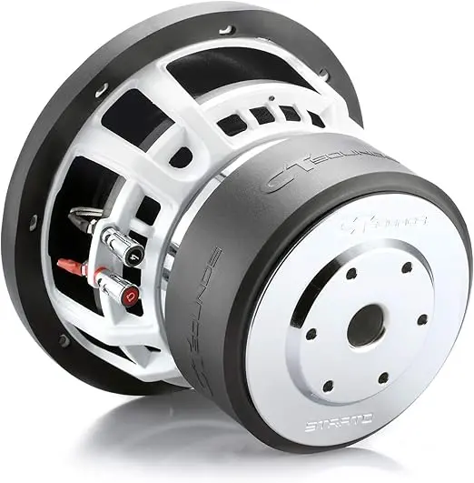 Subwoofer CT Sounds Strato Competition de 8 polegadas para som automotivo, modelo D4 Ohm na cor preta.
