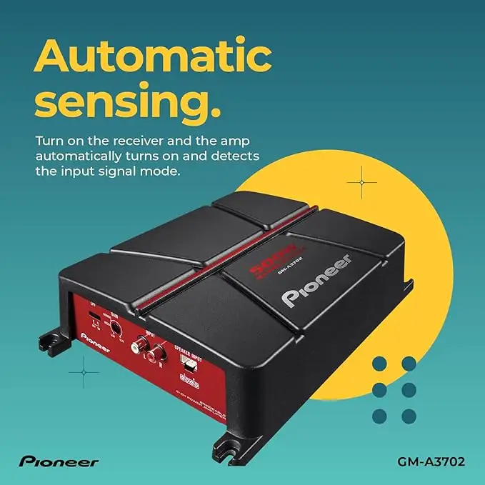 Amplificador automotivo Pioneer GM-A3702 2 canais 500W classe A/B para som de carro