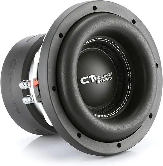 Subwoofer CT Sounds Strato Competition de 8 polegadas para som automotivo, modelo D4 Ohm na cor preta