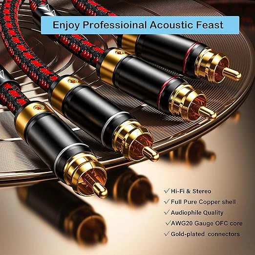 Ao subir a imagem do produto, use o texto: "Cabo de áudio estéreo Primeda Audiophile 2RCA banhado a ouro".